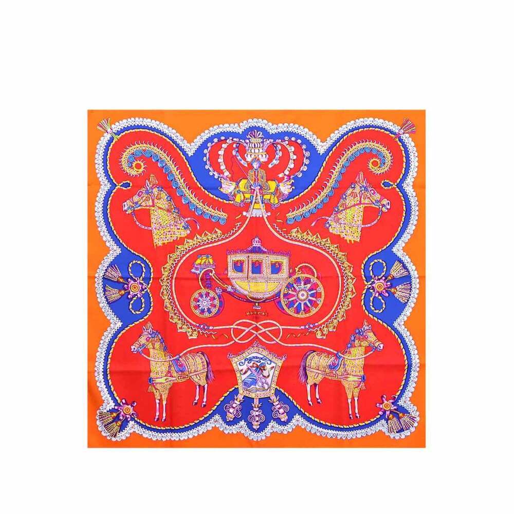 Hermes Carre 90 Large Scarf/Muffler, Paperoles (Paper Carriage) design, 100% ...
